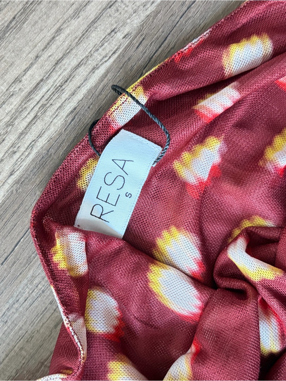 RESA Burgundy Halter Plunge Maxi with Cream Spot Print - Picture 6 of 7
